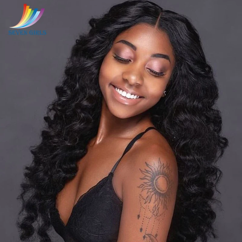 

Sevengirls Preplucked Brazilian Loose Wave Wig Glueless Lace Front Human Hair Wigs With Baby Hair 130% 150% 180% Density