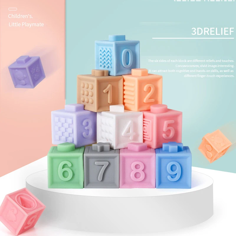 

1set Big Size Teether Baby Toys Montessori Waldorf Building Blocks For Kids Soft Glue Juggles Toy T0376