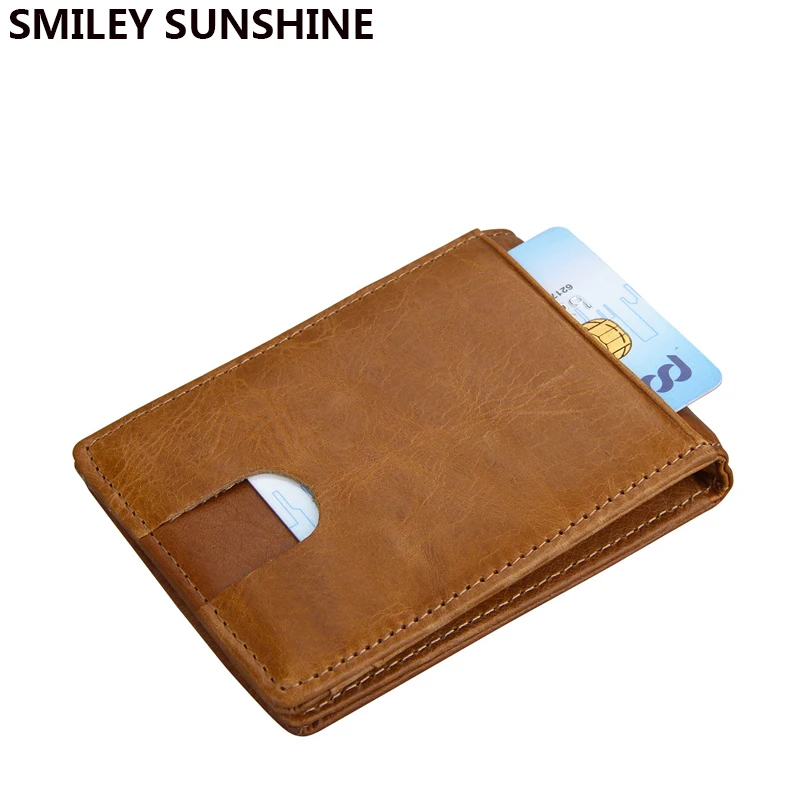 

Slim Genuine Leather Men Money Clip Wallet Billfold Rfid Male Purse Bill Dollar Wallet Card Cash Holder Money Clips Money Case