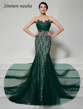 

Evening Formal Dresses Long Party Prom Dress V Neck Lace Tulle Mermaid Plus Size Cheap Gown Vestidos De Festa Robe De Soiree 12
