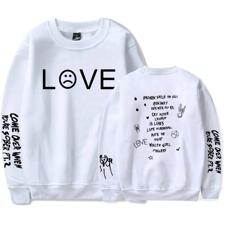 

Lil Peep Men/Women Round neck Sweatshirt Leisure Hot Lil Peep LOVE Print White Wild O neck Sweatshirts Cotton Hip Hop Streetwear