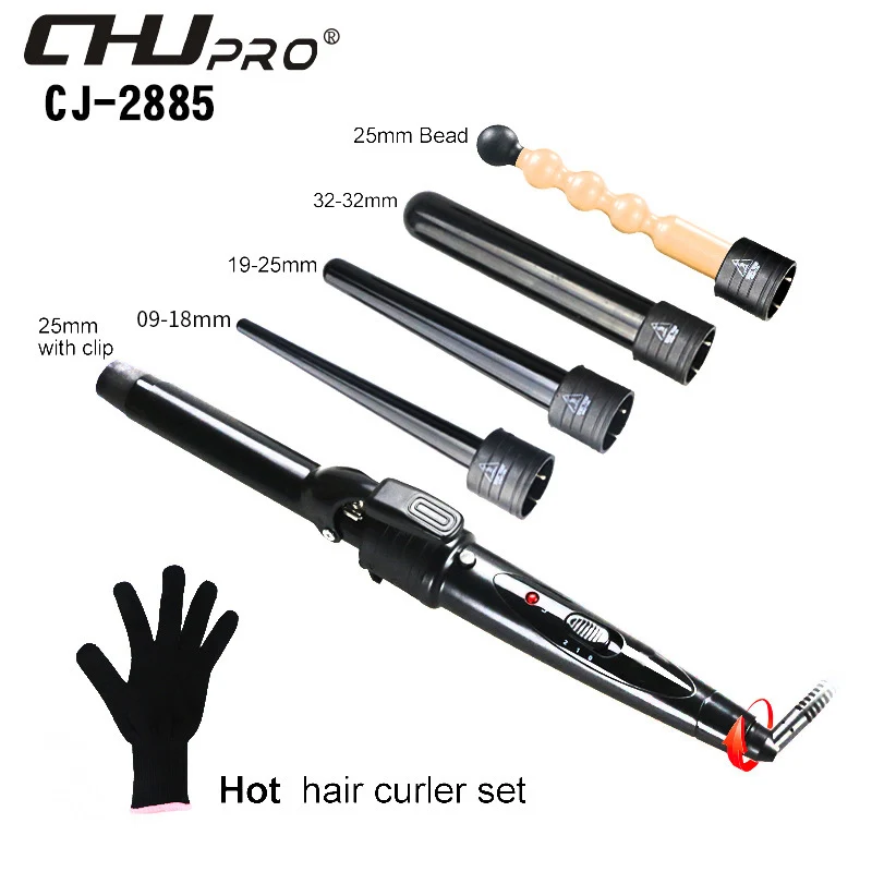 

Good Quality 5 in 1 Ceramic Hair Curler Set LCD Hair Curling Iron Roller Interchangeable Hair Curls Wand Fashion Styling Tools