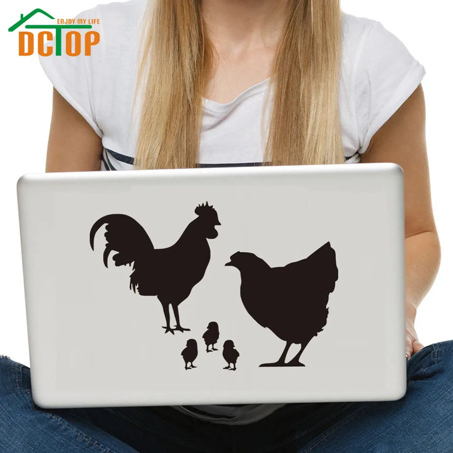 DCTOP Ayam Keluarga Komputer Sticker Vinyl Removable Seni Desain