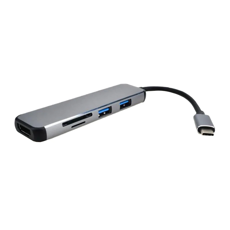 Тип с разъемами типа C и Hdmi 5-в-1 Usb3.1 концентратор USB док-станция для Macbook передачи 4 K Hd концентратор - Цвет: Grey