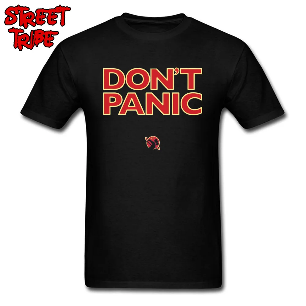 dont panic 18305 Birthday T-shirts for Men Cotton Summer Tops T Shirt Street Tee Shirts Short Sleeve Fashion Crewneck dont panic 18305 black