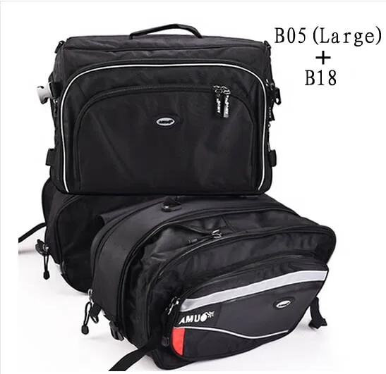 Брендовые AMU седельные сумки для мотоцикла, мотоциклетная сумка с задней окантовкой, сумка для мотокросса, сумка для шлема, рыцарский дождевой хвост, багаж, Оксфордские сумки - Название цвета: B05 LARGE AND B18