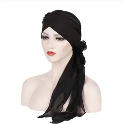 2019 новые женские Chemo Шапка-тюрбан длинные волосы повязка-шарф Голова обертывания шляпа Бохо предварительно завязанная бандана аксессуары