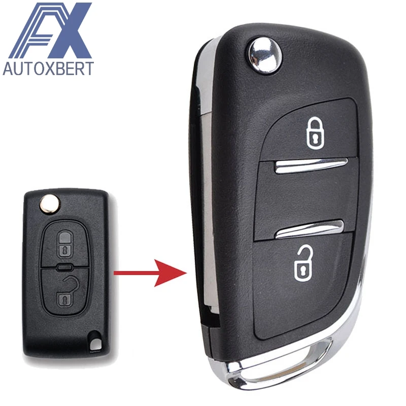 

Modified Filp Key Shell Case For Peugeot 307 408 308 For Citroen C2 C3 C4 Remote Car Key Fob Case HU83 Blade CE0536 2 Buttons