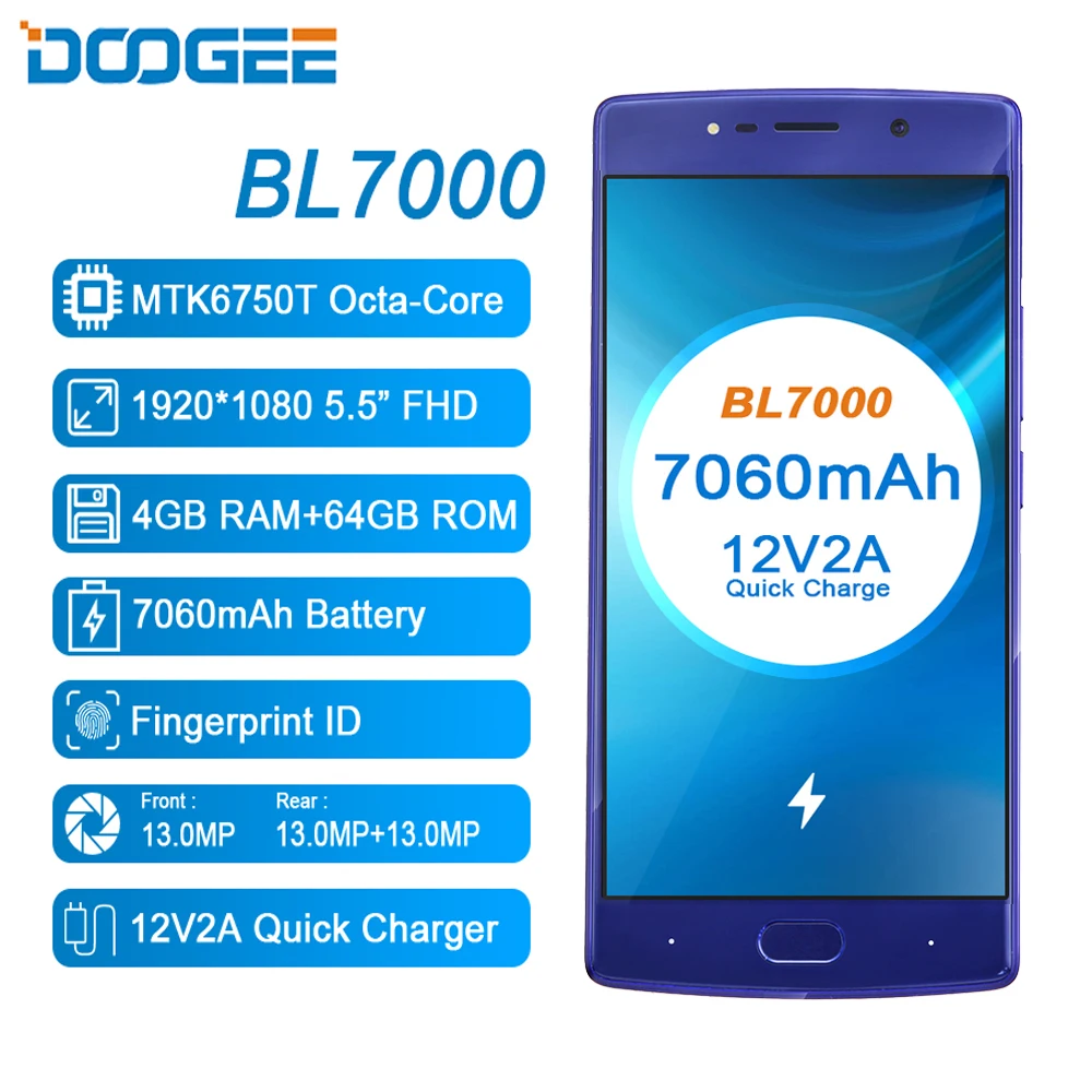 

Doogee BL7000 4GB 64GB 4G Mobile Phones Android 7.0 Octa Core Smartphone Dual Rear Cameras 1080P 5.5 inch Original Cell Phone
