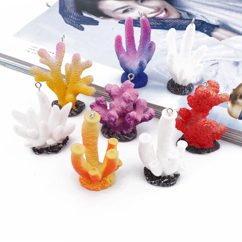

2pcs Nauticl Resin Small Coral Earring Charms Diy Findings Colourful Necklace Pendant Keychain Aquarium Decor Jewelry Making
