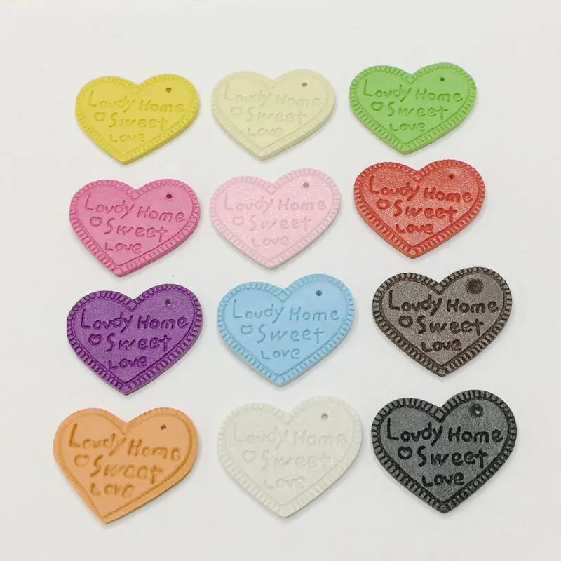 

30pcs/lot Faux Leather Heart Sweet Love DIY Earring Jewelry Keychain Straps Pendant Crafts Handmade Making Tassels Accessories