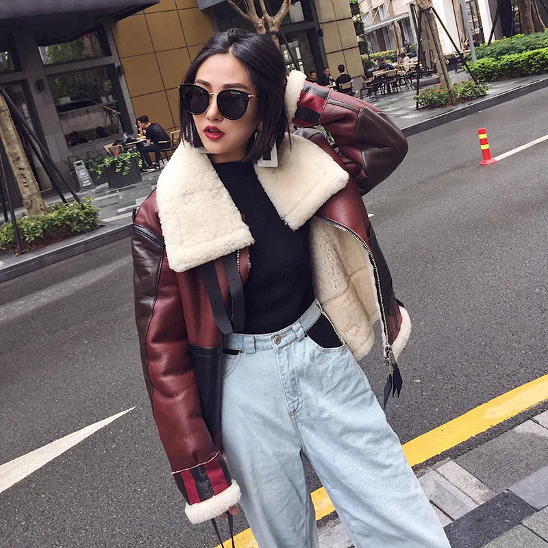 Best Winter Jacket Women Brand 2019  Real Fur Coat Genuine Leather Coat Warm Thick Merino Sheep Fur Double-faced Fur Parka Outerwear 1