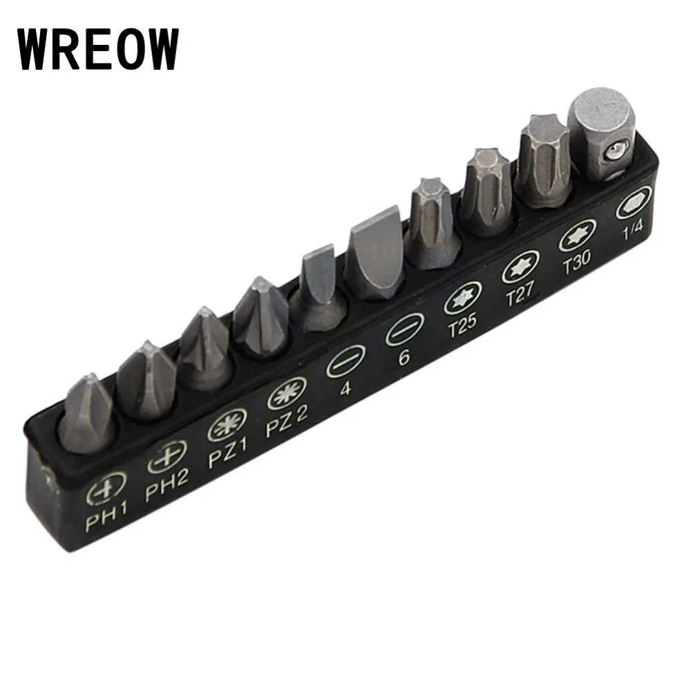 

10pc Precision Hex Shank Chrome Vanadium Steel Metal Screwdriver Bit Screw Driver Set Hand Tools Handle Socket Screw Bits