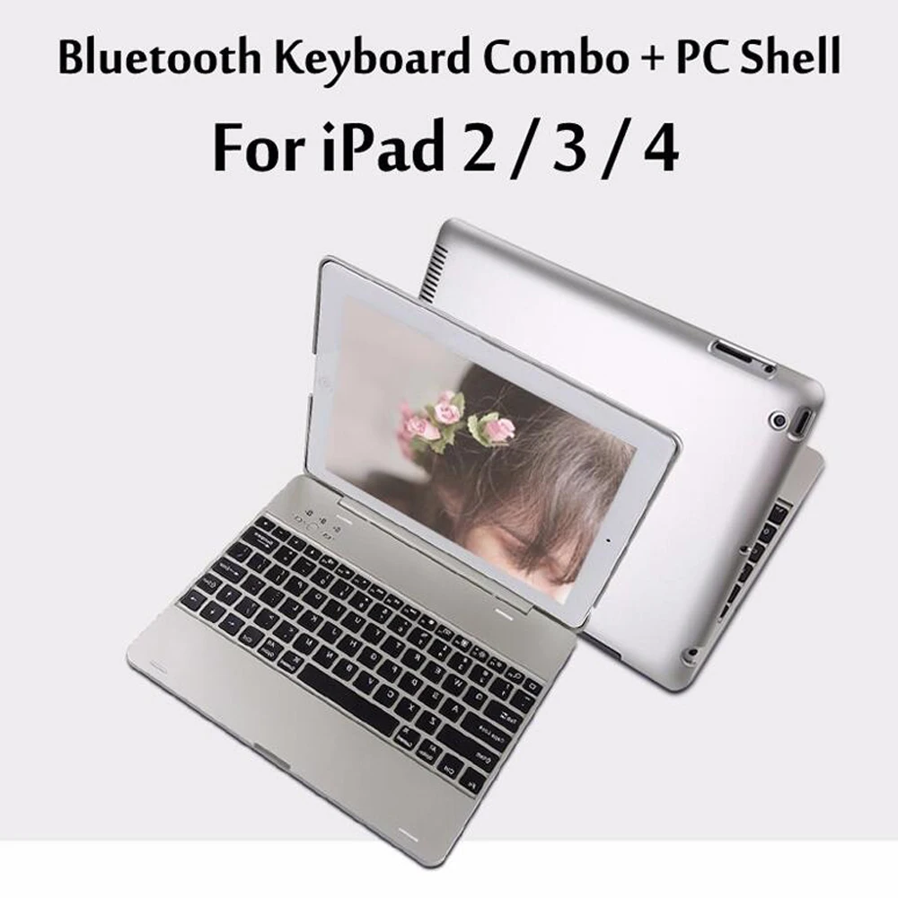 Wireless Bluetooth Keyboard for iPad 2 3 4 Case Cover Protective Portable Keyboard Case Russian Keyboard Customizd+film+pen
