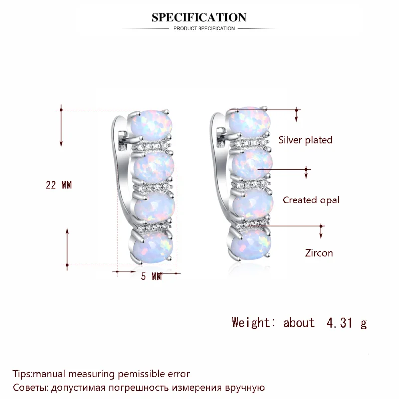 Rolinason, юбилейные ювелирные изделия для женщин, опт и розница, Белый огненный опал, серебряные штампованные серьги-кольца, модные ювелирные изделия OE747