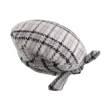 KLV 1 шт. шапки женские шерстяные вязаный берет, шапка плед лук береты с козырьком шляпа круглый Взрослый Регулируемый головной убор высокого качества черный, синий z1008