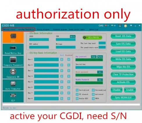 Ремонт пробега и шлюз авторизация чтения/записи для BENZ CGDI Prog MB Key