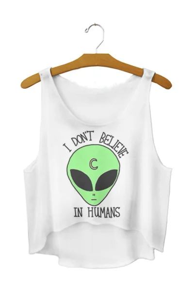 

F556 Hot Style Women Fashion Vests Character Patterns Printing White Sexy Summer Crop Tops