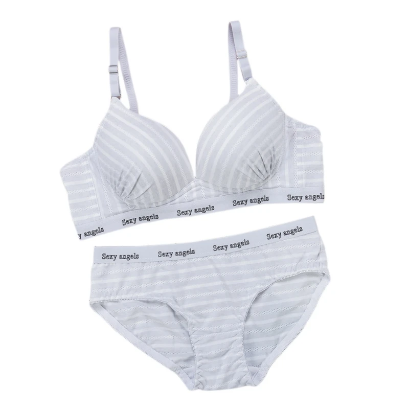 Women Underwear Intimates Lingerie Comfortable Striped Bra Set Young