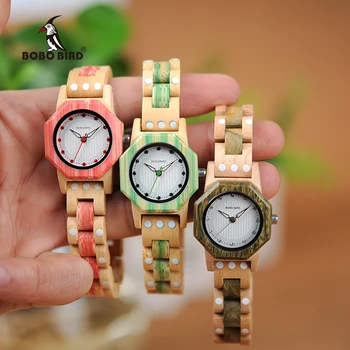 

BOBO BIRD 27mm Small Women Wood Watches Timepieces New Design Watch Ladies Wood Band Quartz Watch relogio feminino C-Q02