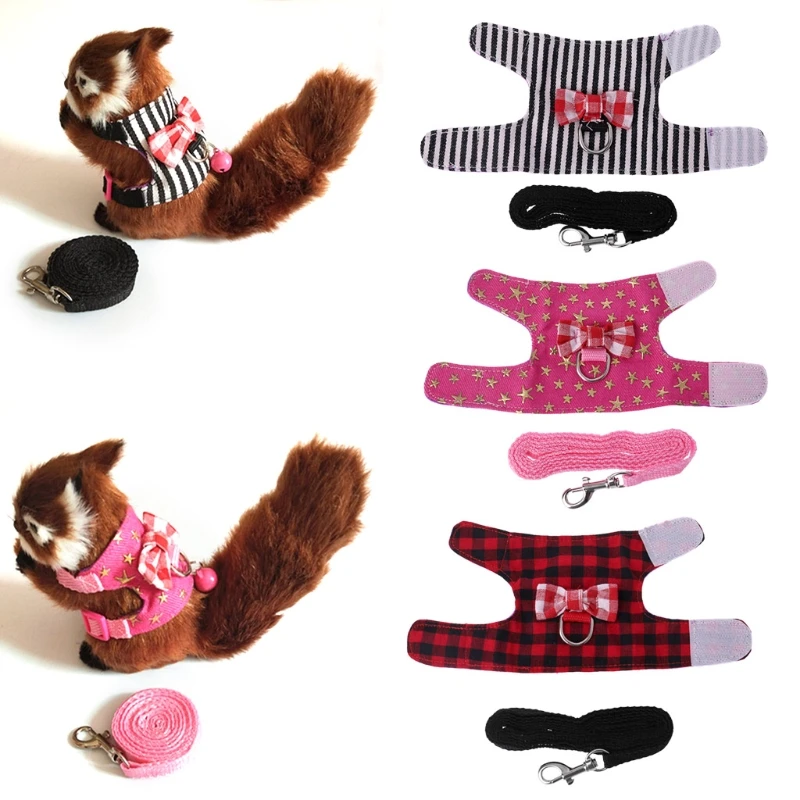 

Small Pets Harness Collar Vest Leash Set Ferret Guinea Pig Hamster Chest Strap Harness