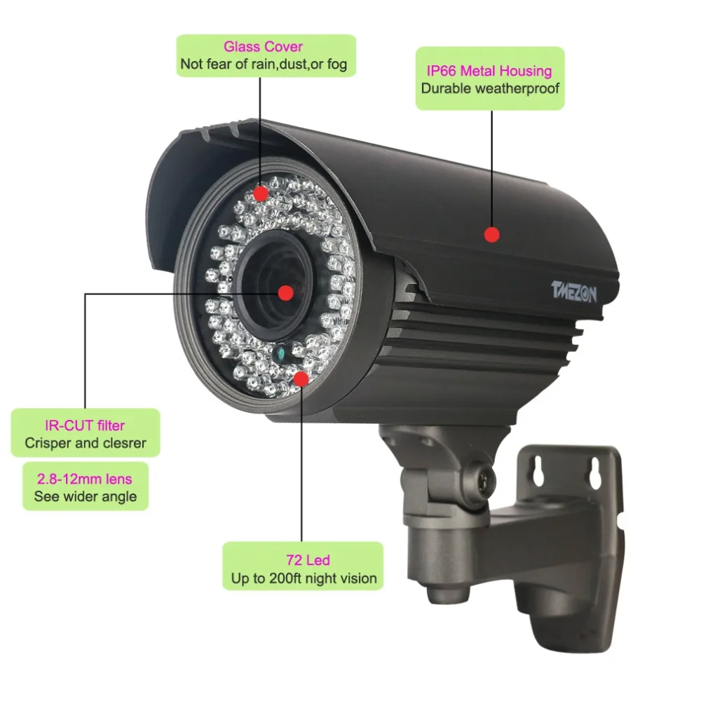 Tmezon AHD 2.0MP 2 8-12 мм Zoom Bullet CCTV наружная водостойкая ИК ночного видения камера