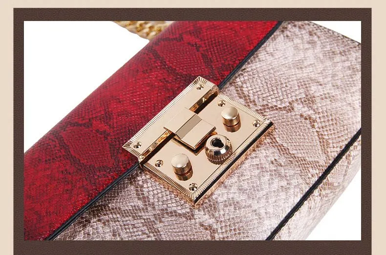 Women Colorful Snake Skin Print Flap Handbag (13)