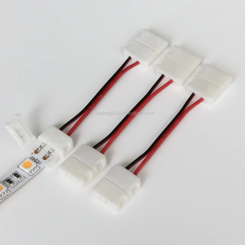 

High quality! 50pcs a lot, led strips connector for 8mm or 10mm FPC single color led strip light with 5cm wire.