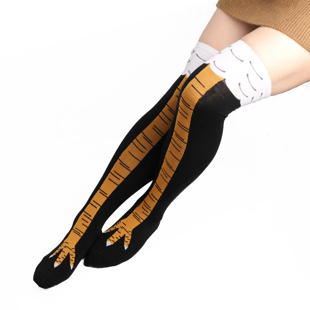 1 Pairs Keep Warm Cotton knee socks girls Fashion chicken feet funny printed socks Tube-shaped Comfortable Floor Socks warm