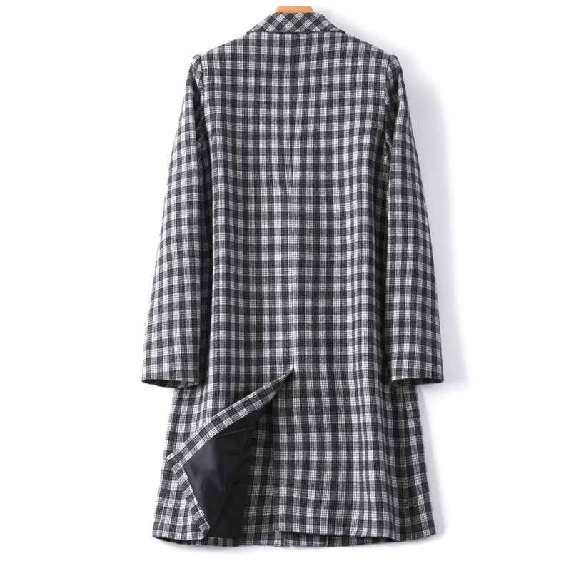Shuchan Long Jackets Women Plaid Women Blazers 2019 Woman Clothes Single Breasted Pockets Autumn Winter 2019 New Items