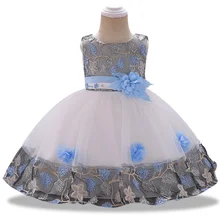 Детское рождественское платье кружевная одежда для крещения с вышитыми цветами и бусинами для девочек Детский костюм с полной луной для детей от 3 до 24 месяцев