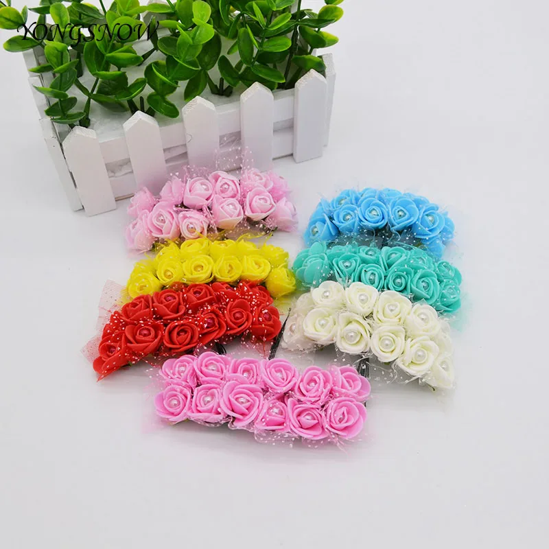 144Pcs 2cm Mini Articial Silk Flowers PE Foam Rose Flower Bouquet