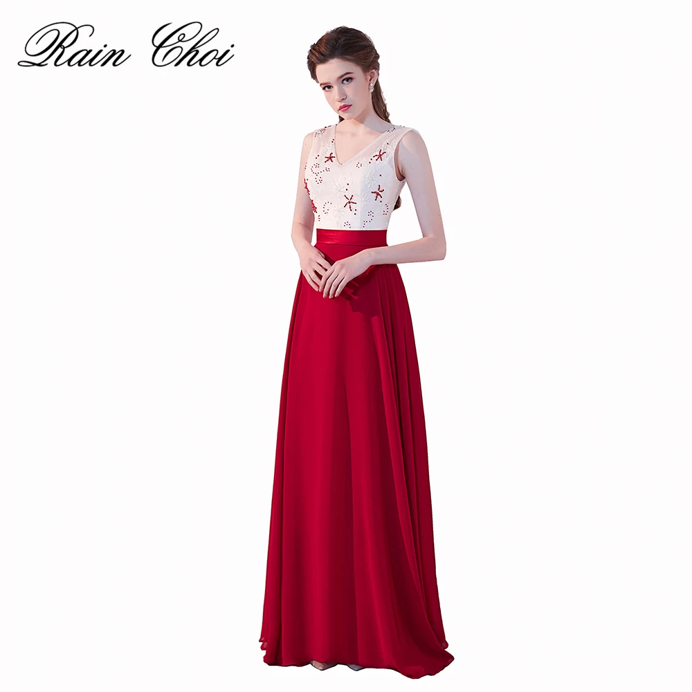 

V Neck Evening Dresses Wine Red Chiffon Prom Gowns Evening Dress Plus Size