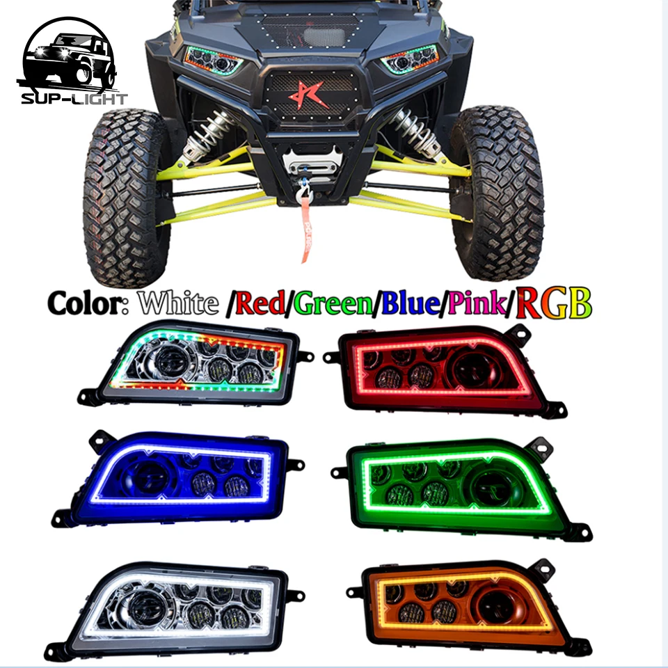 Pair Red H4 Led Headlight Headlamp Kit For 2017 Polaris Rzr Xp Pair Red H4 Led Headlight Headlamp Kit For 2017 Polaris Rzr Xp 1000 Turbo Rgb Halo Ring Multi Colors In Car Bulbs From Automobiles