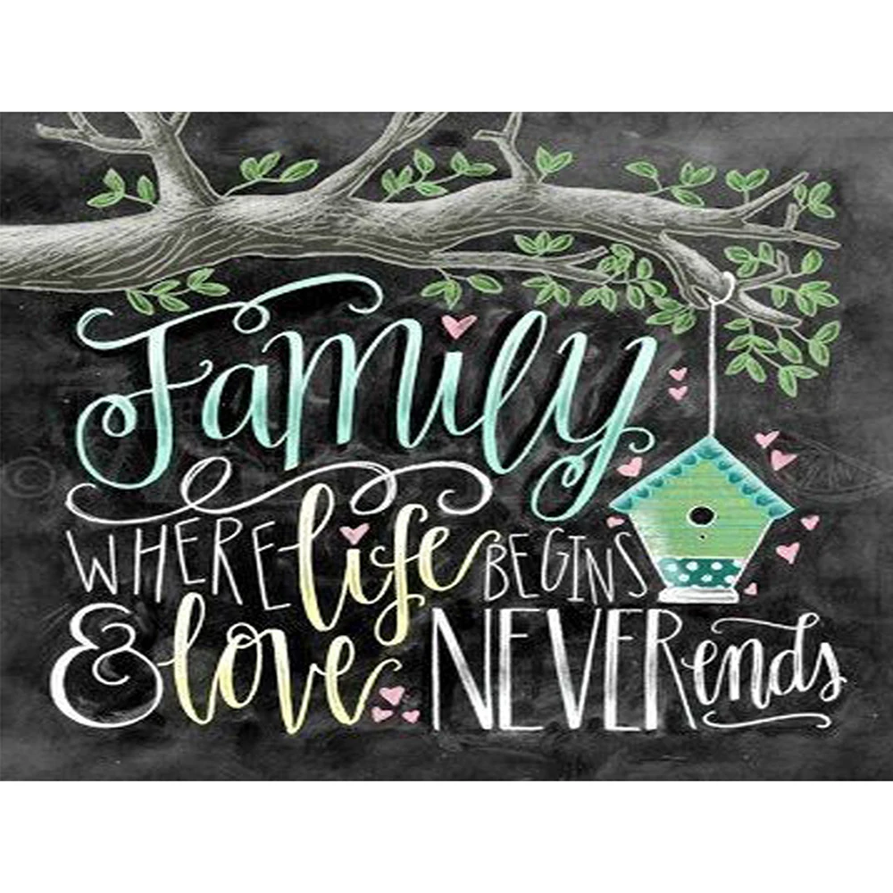 

Diamond Painting Square/Round Daimond Painting"Chalkboard Drawing Family Text Card Art"Mosaic Rhinestone Embroidery Painting