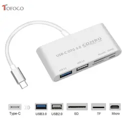 TOFOCO USB 3,1 Тип C к USB 3,0 концентратор SD TF устройство для чтения карт памяти OTG адаптер usb Тип C к USB 3,0 концентратор для Xiaomi планшеты