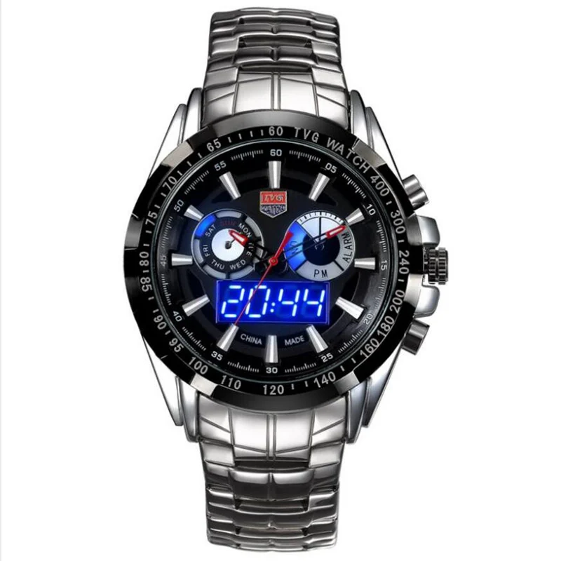 TVG мужские часы Топ бренд Роскошные модные спортивные мужские светодиодные цифровые аналоговые часы 30 м водонепроницаемые часы для дайвинга relogio masculino