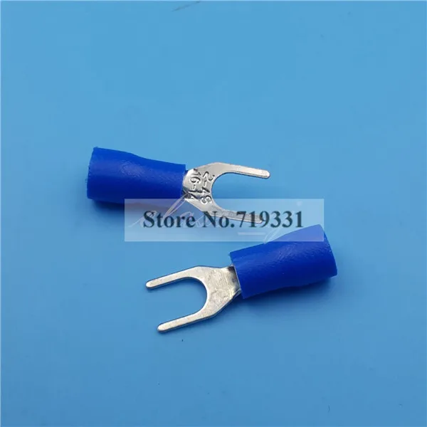 

200Pcs Blue SV2-4 Furcate Pre-Insulating Fork Spade Crimp Terminals 16~14AWG