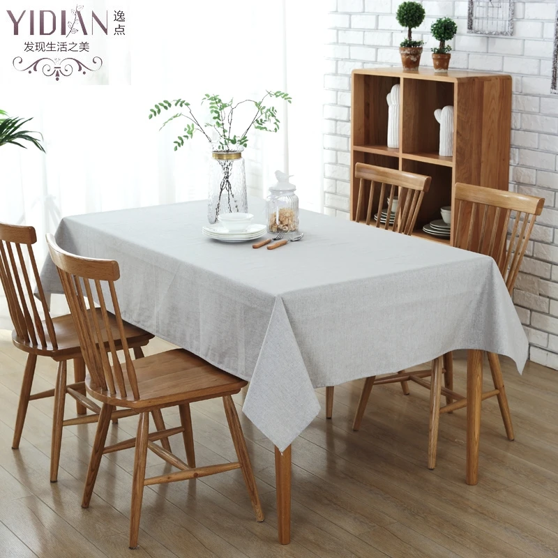 Modern Simple Style Tablecloths Solid Color Cotton Table Cloth