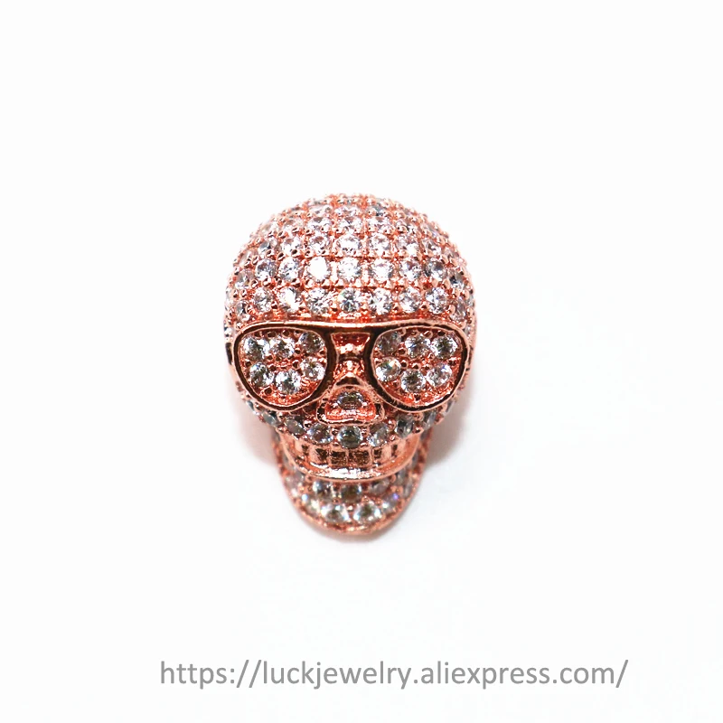 

5pcs/lot Luck Jewel Skull Pattern Pendant Bracelet Or Necklace Women Charming Punk C DIY Gifts Micro Pave CZ Jewelry Findings
