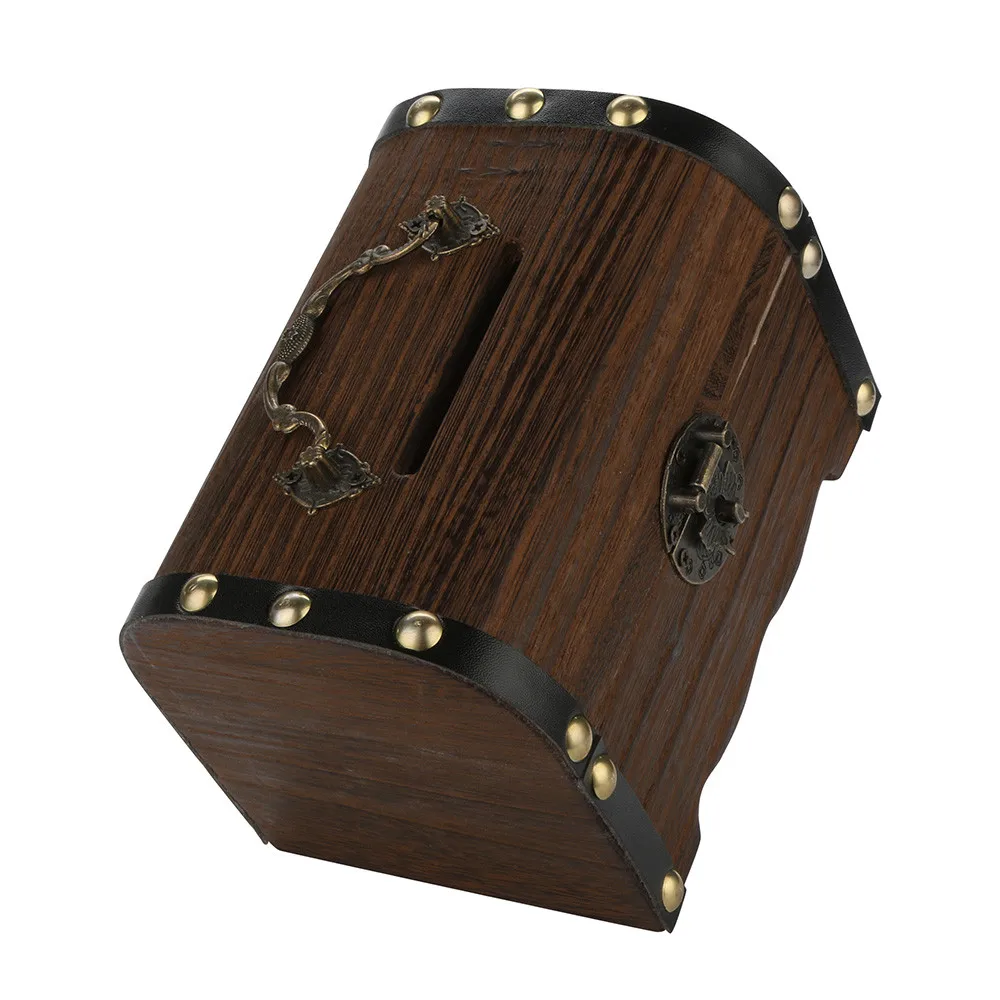 Деревянная кассовая коробка Копилка сейф копилка экономия с замком резьба по дереву ручной работы Коробка для хранения наличных монет