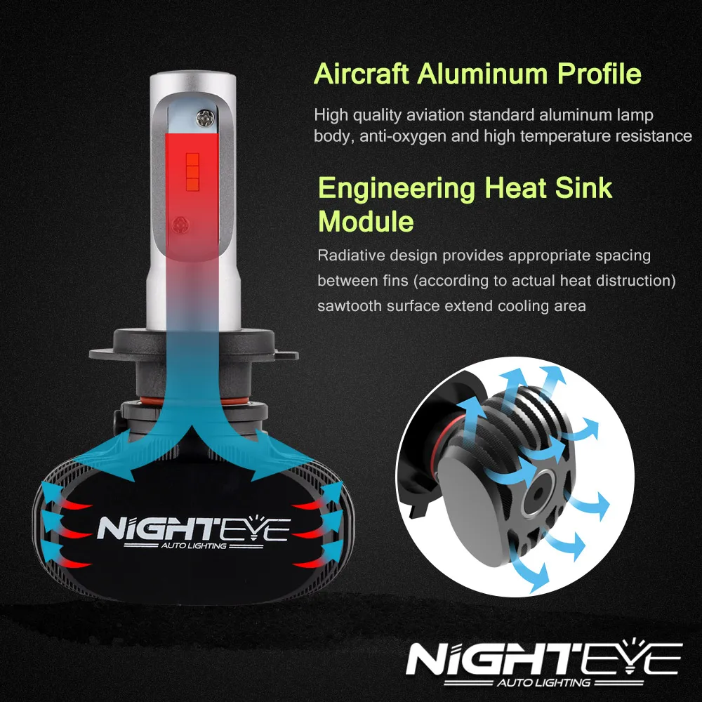 NIGHTEYE 8000LM 50 Вт H7 комплект автомобильных светодиодных фар 6500 к белый заменяет