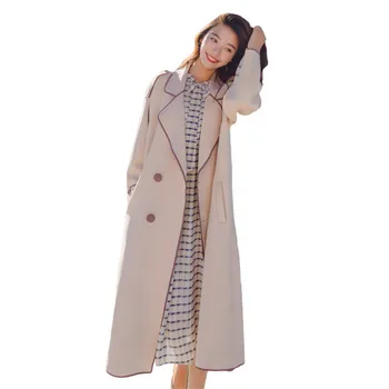 

2018 Autumn Trench Coat For Women Long Windbreaker Double-Breasted Long Sleeve Loose Outerwear Gabardina Mujer Trench S46