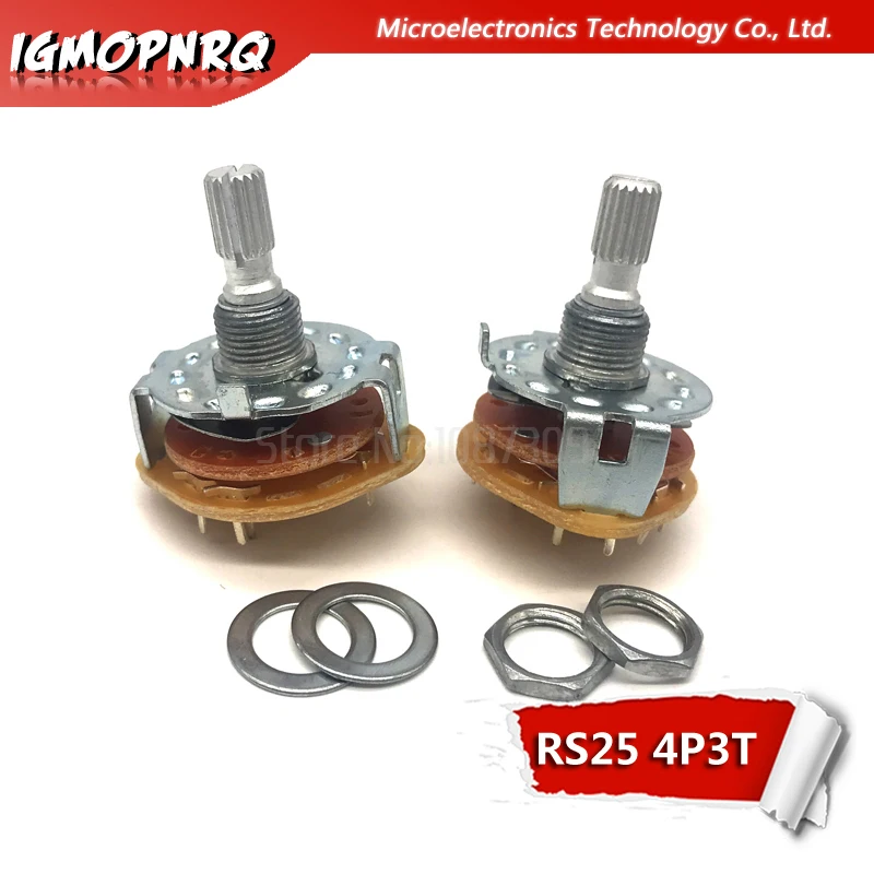 2PCS RS25 Band switch 4P3T Mount Rotary Switch Selector 4 Pole 3 Position Knob Switches | Электронные компоненты и