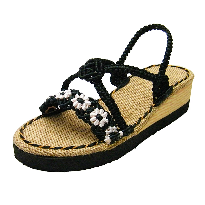 Новое поступление Для женщин летние женские туфли-лодочки; сделанные вручную ткань на платформе по индивидуальному заказу Кофе повседневная обувь женские трикотажные сандалии для девочек вечерние обувь сандалии
