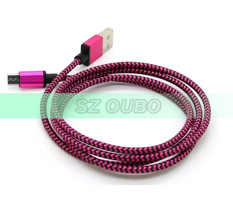 2016 new dual color metal interface nylon data sync mirco usb cable usb charging chargers for Samsung S6 phones (5)