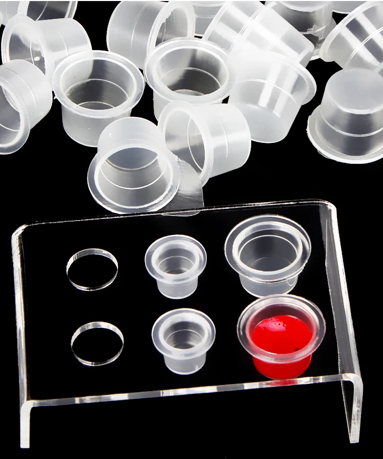 100pc S/M/L Plastic Disposable Microblading Tattoo Ink Cups Permanent Makeup Pigment Clear Holder Container Cap Tattoo Accessory 4