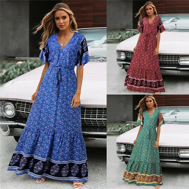 button split front flare maxi dress