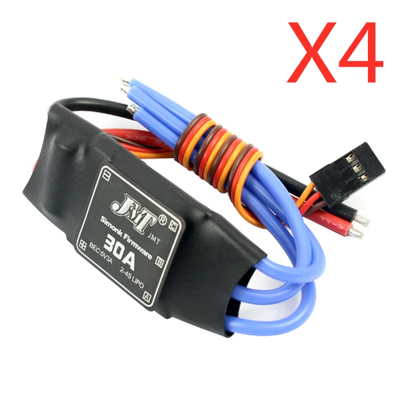 

F00177-4 4Pcs JMT 30A Brushless ESC Speed Controller For DIY FPV RC Quadcopter DJI F450 Multi-Rotor Aircraft Helicopter + FS