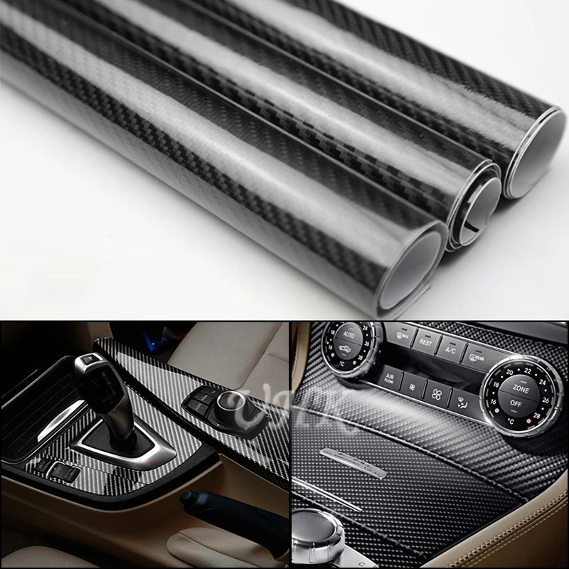 

UHK 152CM*30CM Glossy Black 5D Carbon Fiber Film Auto Stickers Car Accessories Car Tuning Part Sticker Decals Motorcycle